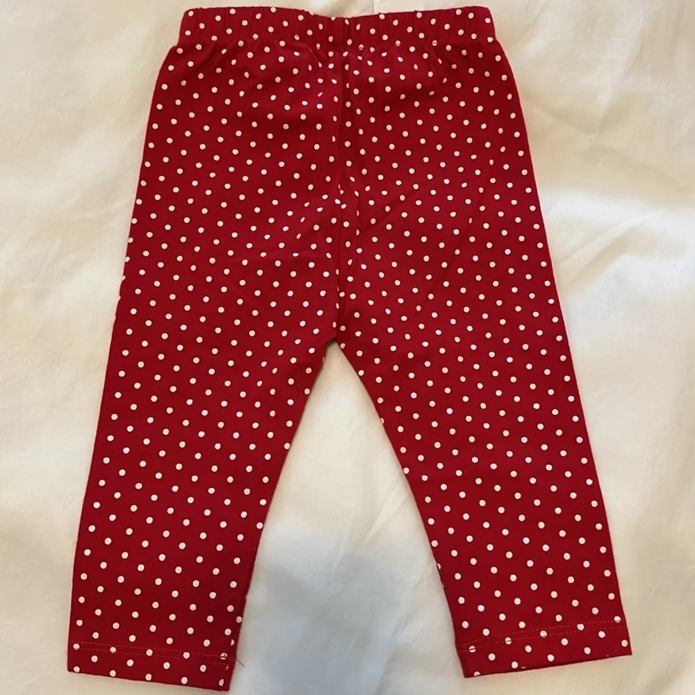 BabyGap Minnie Mouse onesie and red leggings outfit